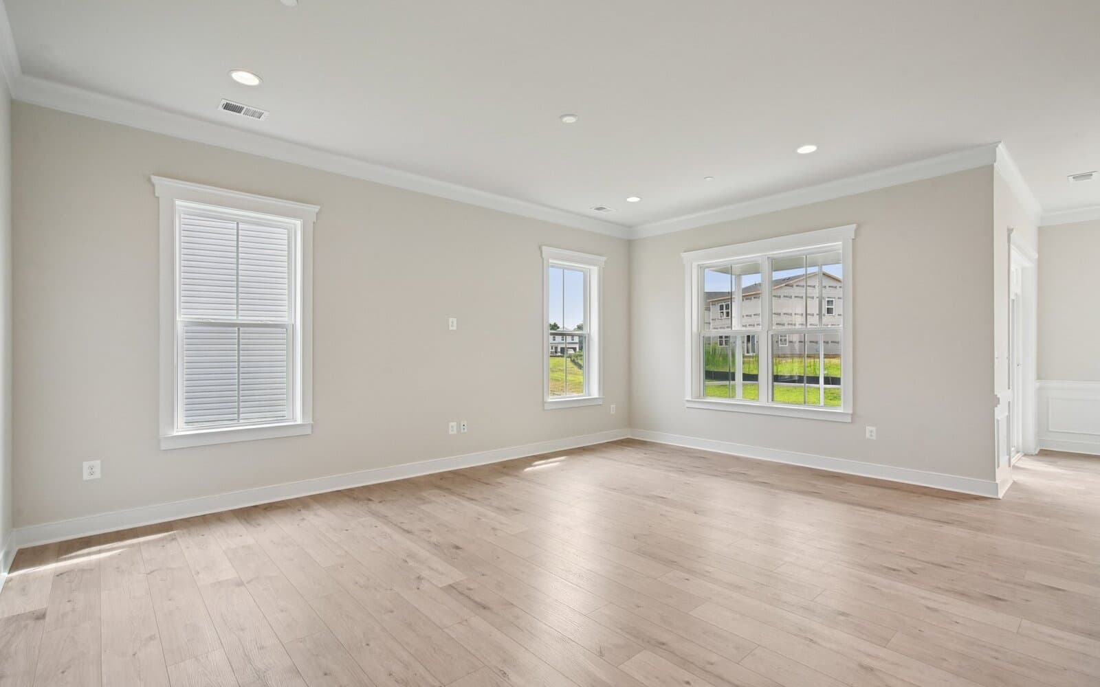 The family room of the Rembrandt on homesite 1130 at Lakeside at Trappe by Brookfield Residential.