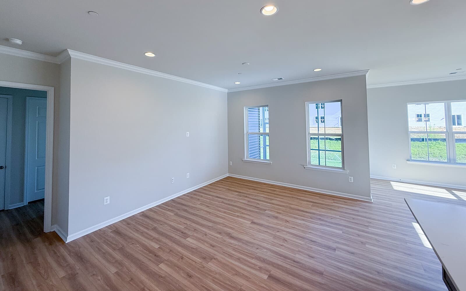 The family room of the Matisse on homesite 1132 at Lakeside at Trappe by Brookfield Residential.