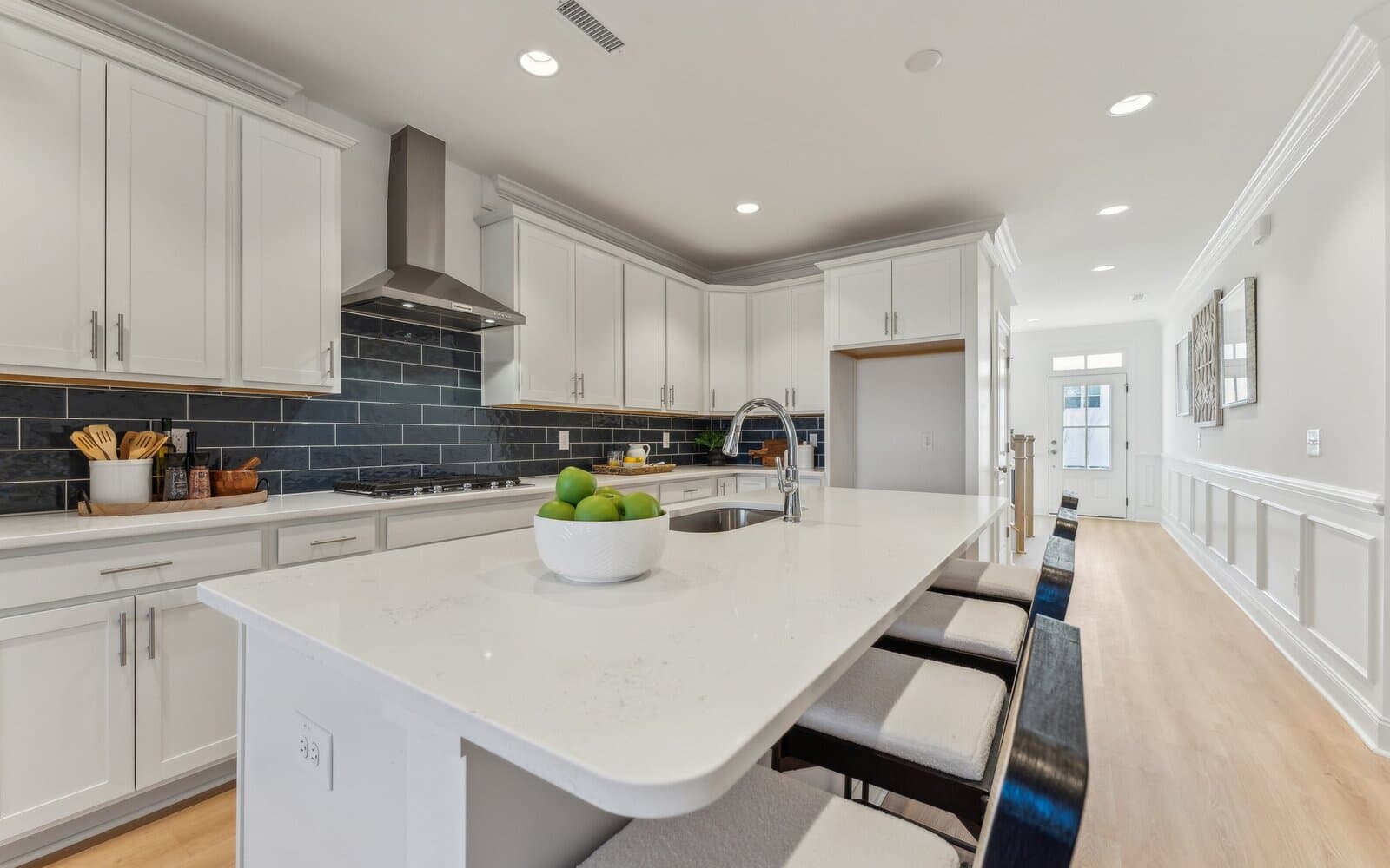 The kitchen of the Declan single family home by Brookfield Residential at Wendell Falls.