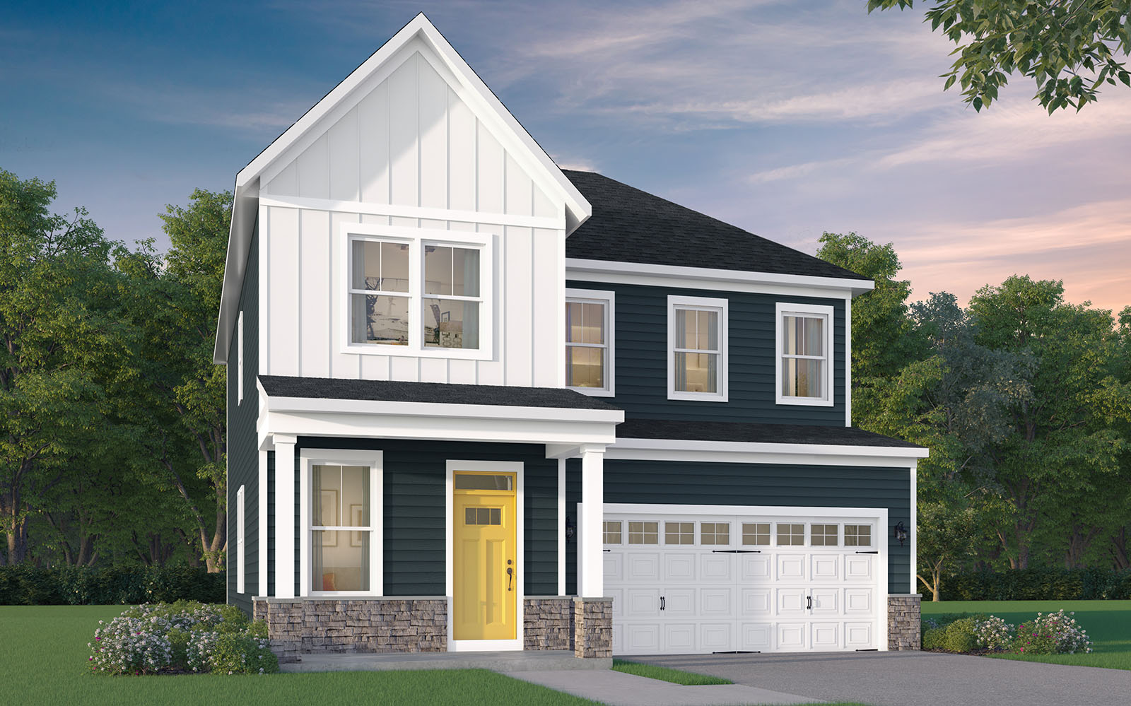 A rendering of elevation 4 of the Mason at Wendell Falls by Brookfield Residential