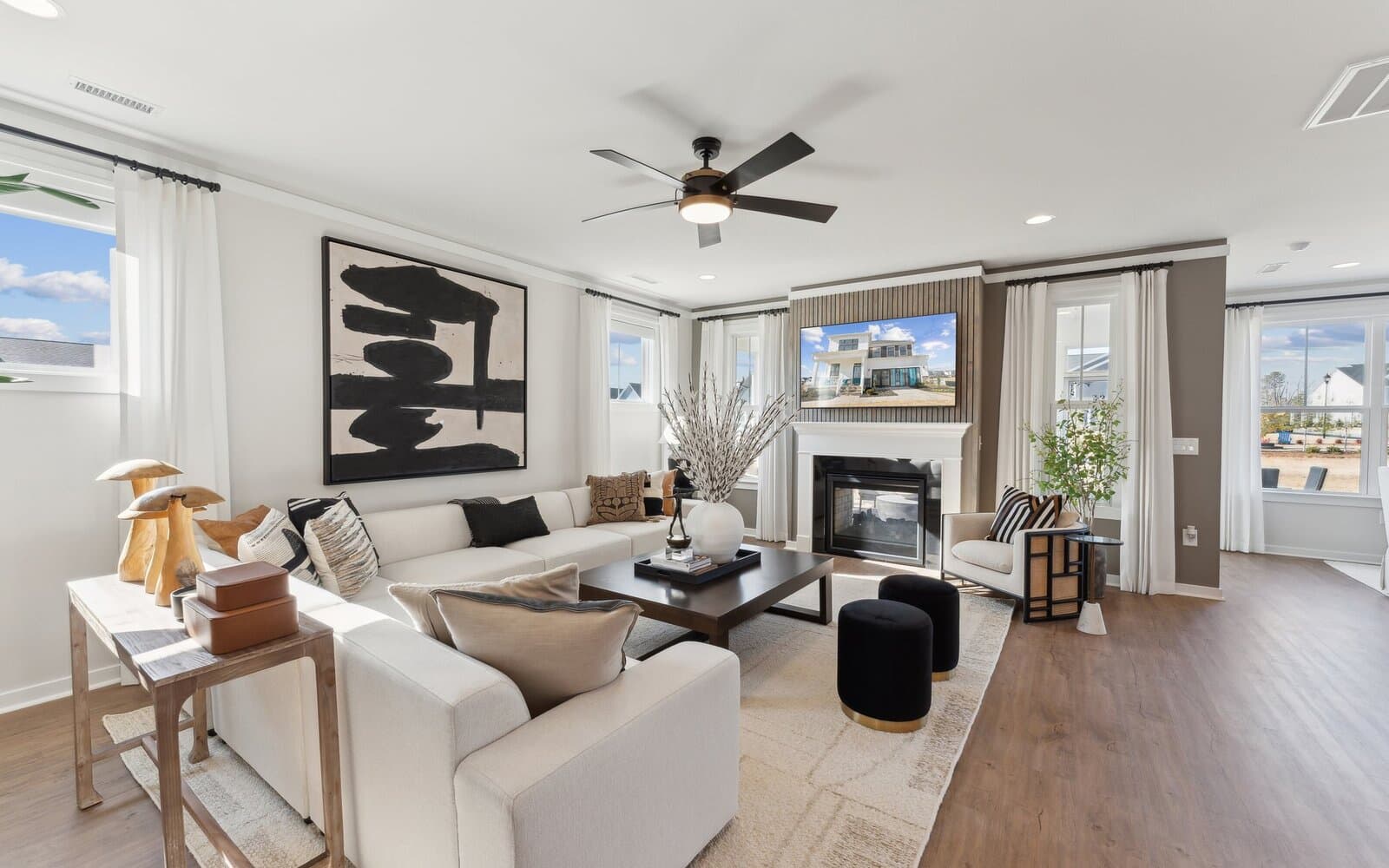 The great room of the Sterling by Brookfield Residential.