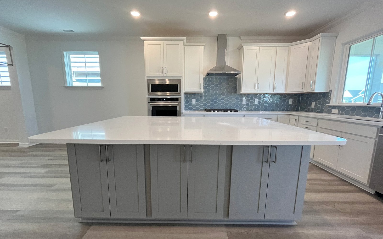 The kitchen of the Declan on homesite 2431 by Brookfield Residential at Wendell Falls.