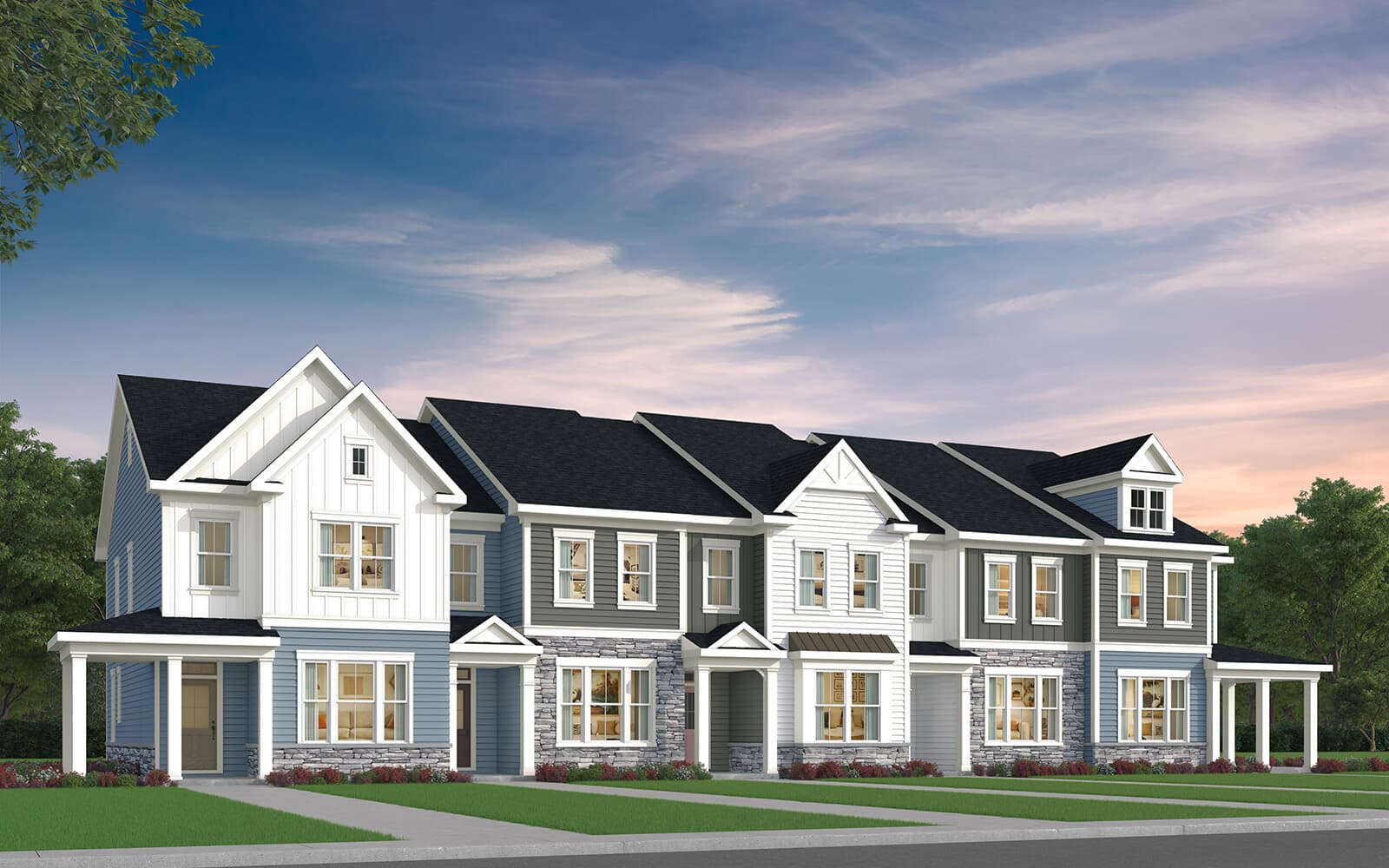 The Lennox and Morgan townhomes at Wendell Falls by Brookfield Residential