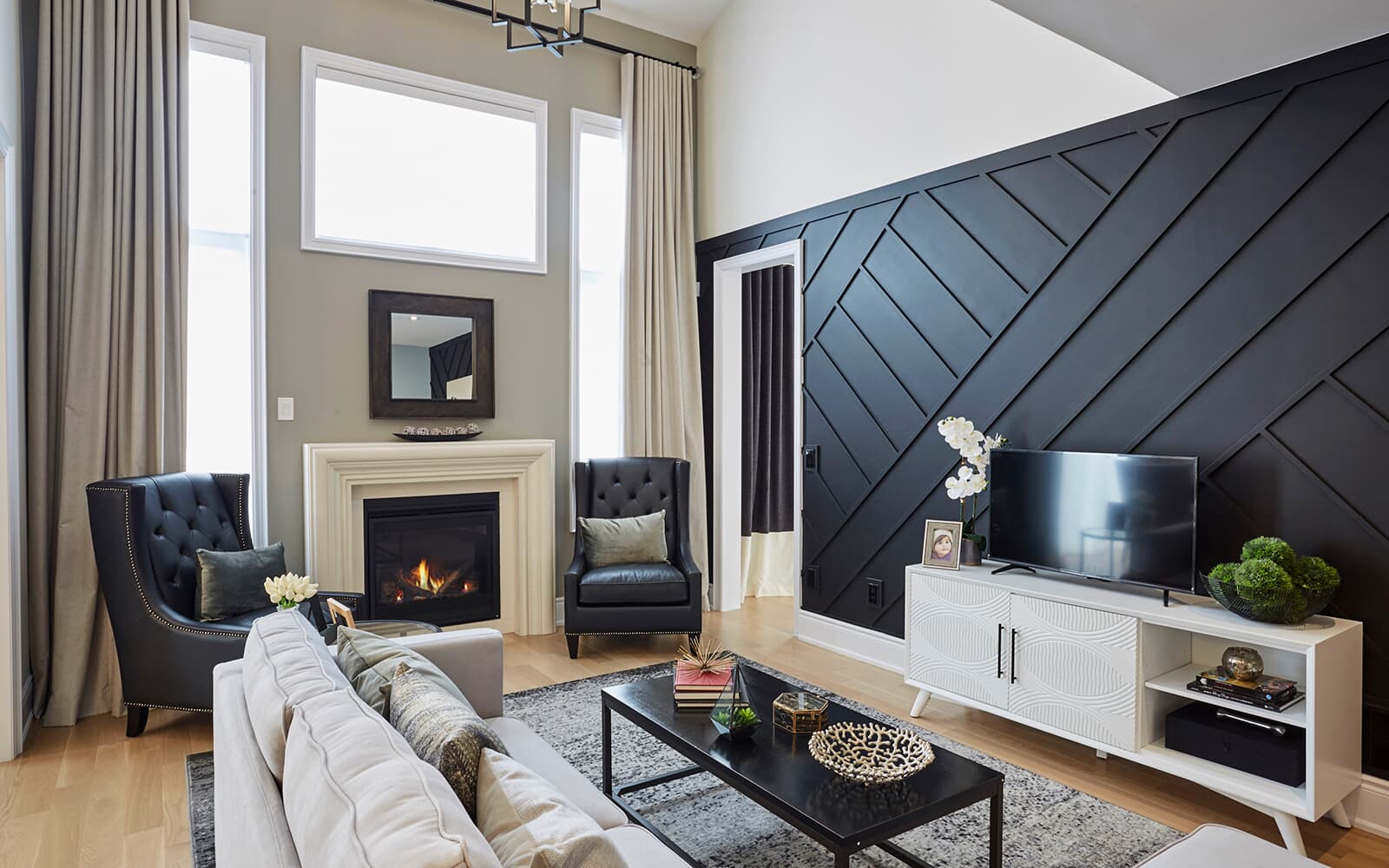Family Room in the Braydon Model Home at Heartland in Baxter, Ontario.
