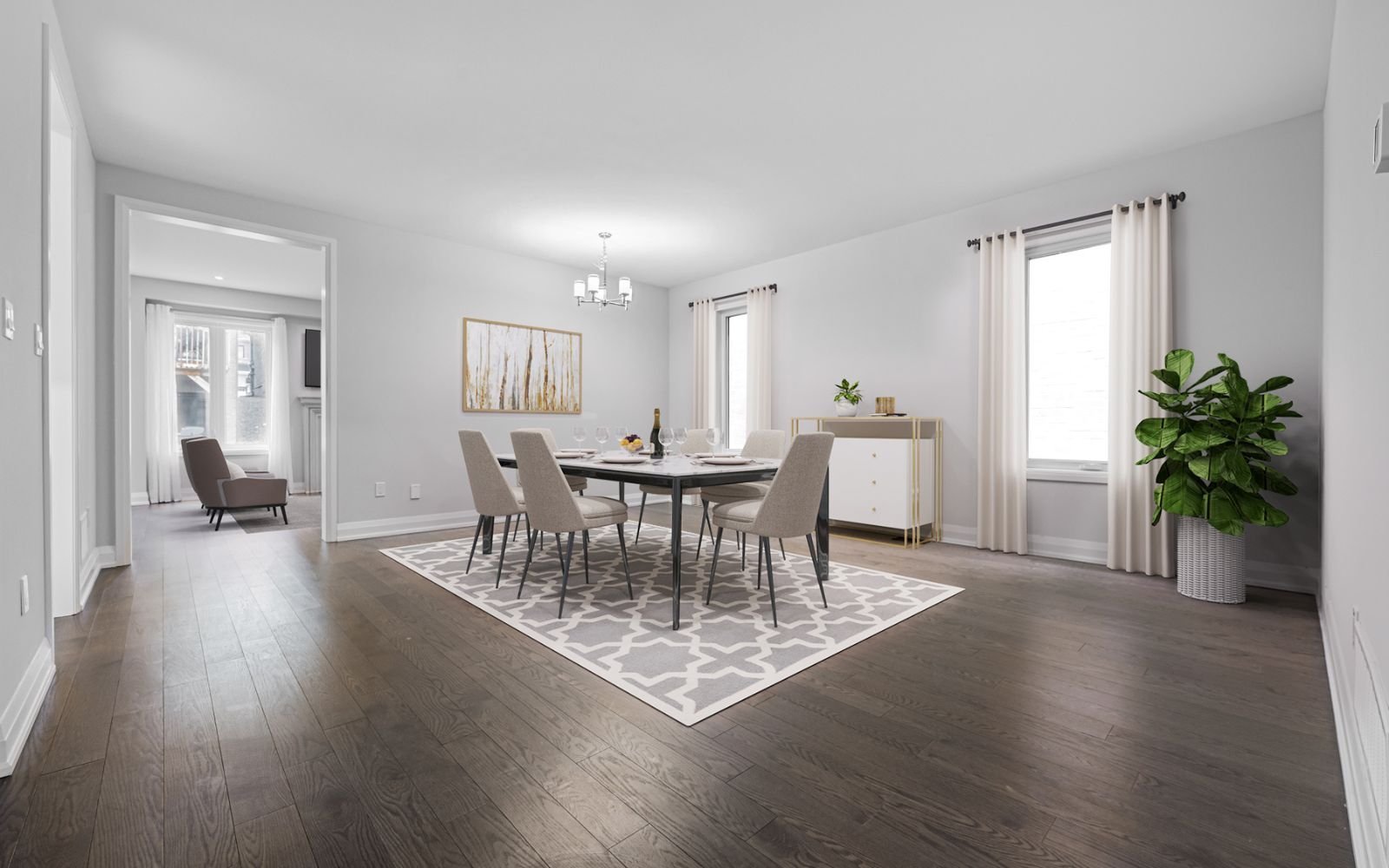 Virtually staged photo of the Dining Room at Lot 112 at Midhurst Valley