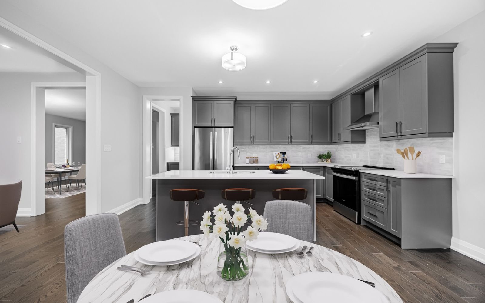 Virtually staged photo of the kitchen at Lot 112 at Midhurst Valley