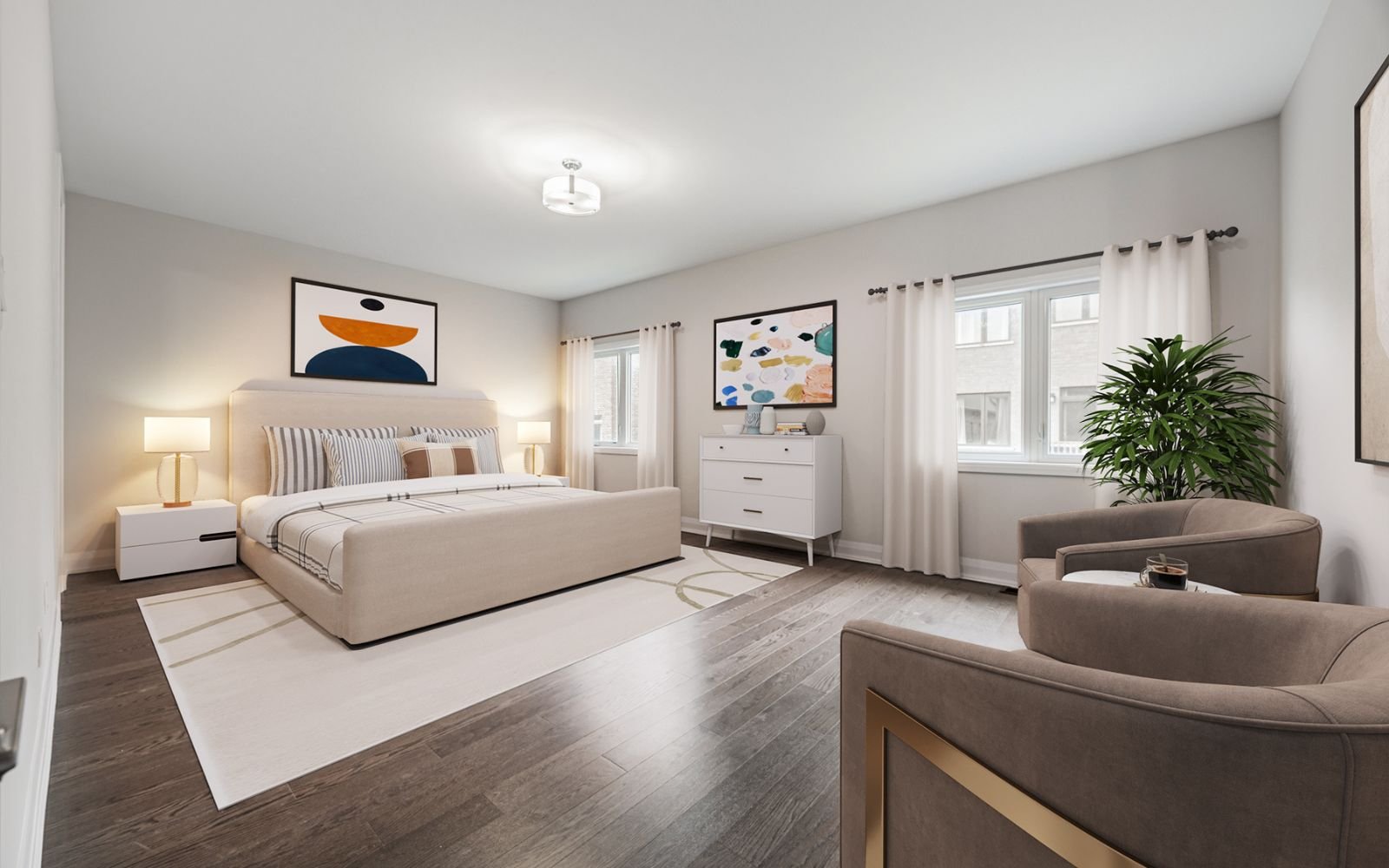 Virtually staged photo of the primary bedroom at Lot 112 at Midhurst Valley