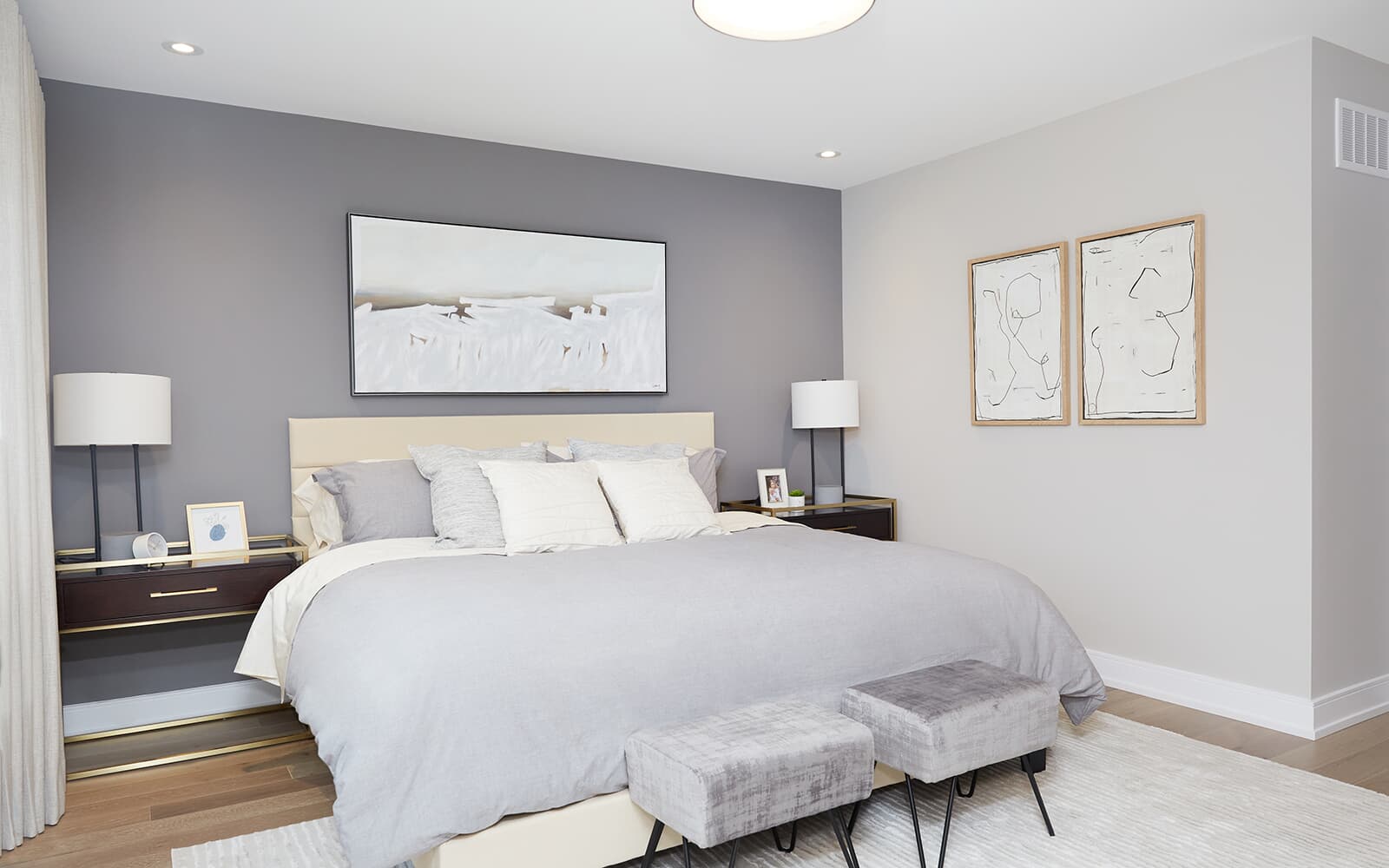 Primary Bedroom in the Chorley Model Home at Midhurst Valley in Midhurst, Ontario.