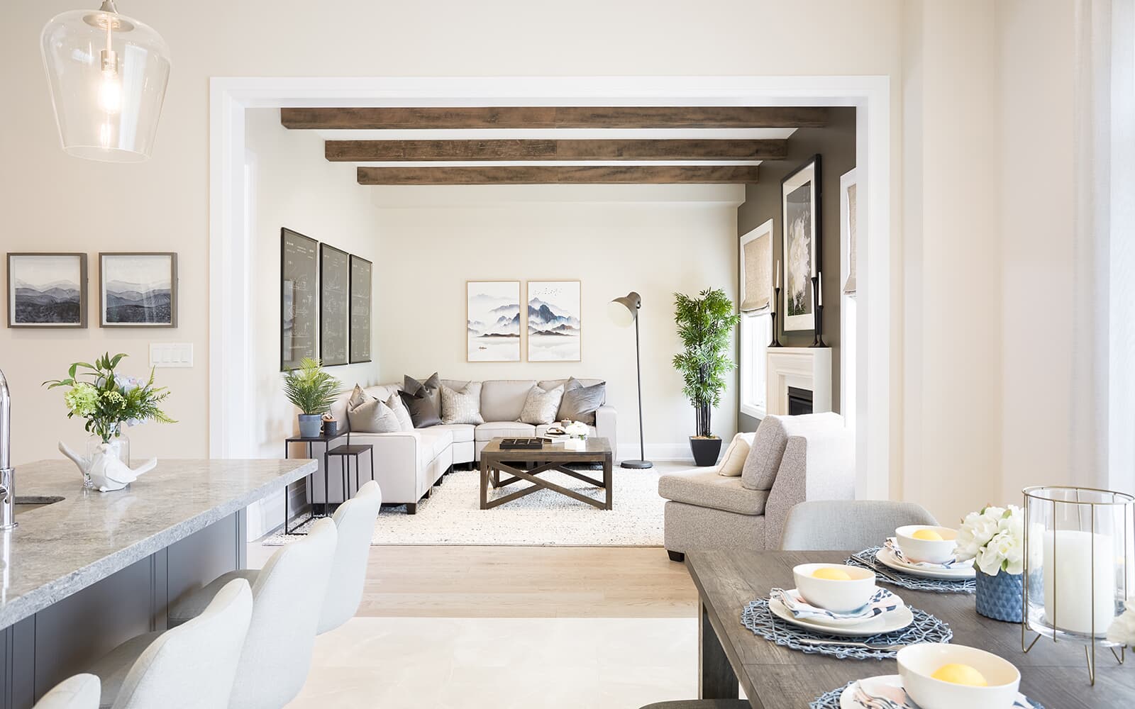 Family Room in the Hickling Model Home at Midhurst Valley in Midhurst, Ontario.