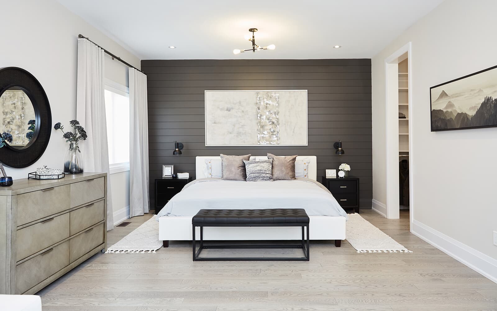 Primary Bedroom in the Hickling Model Home at Midhurst Valley in Midhurst, Ontario.