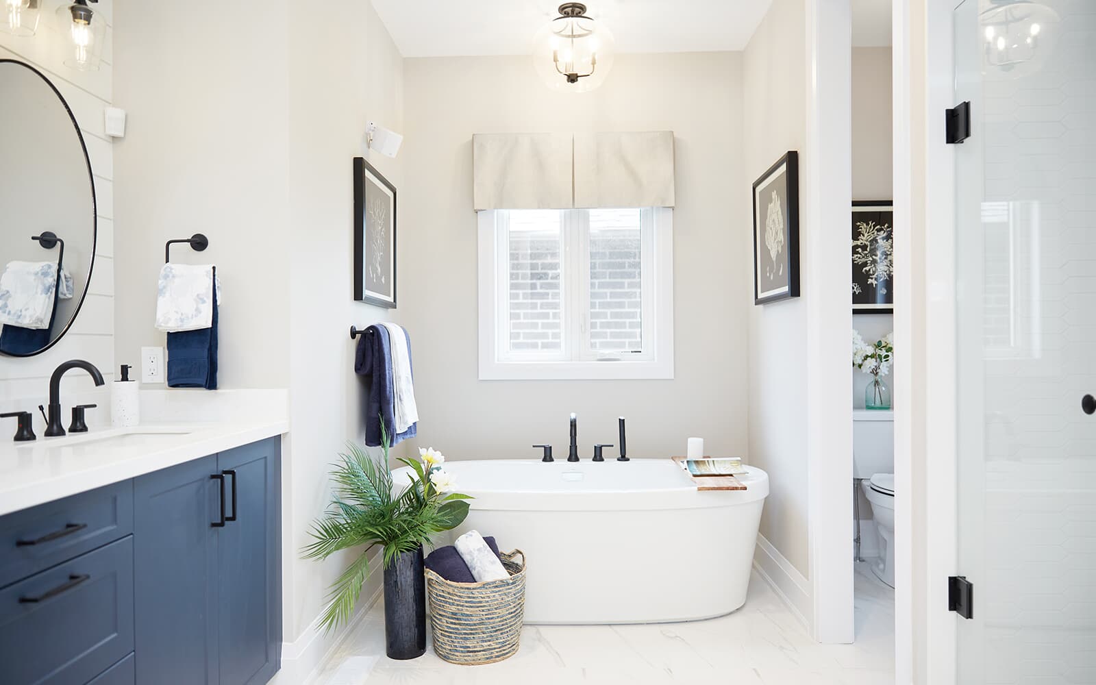 Primary Ensuite in the Hickling Model Home at Midhurst Valley in Midhurst, Ontario.