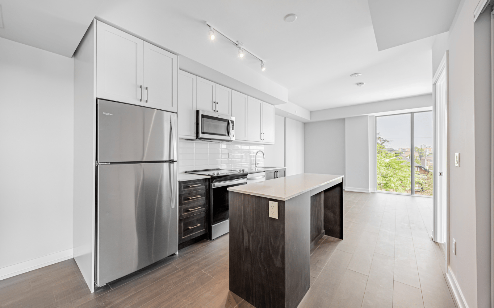 Photo of the kitchen in Suite 208 at Station No. 3 in Whitby, ON