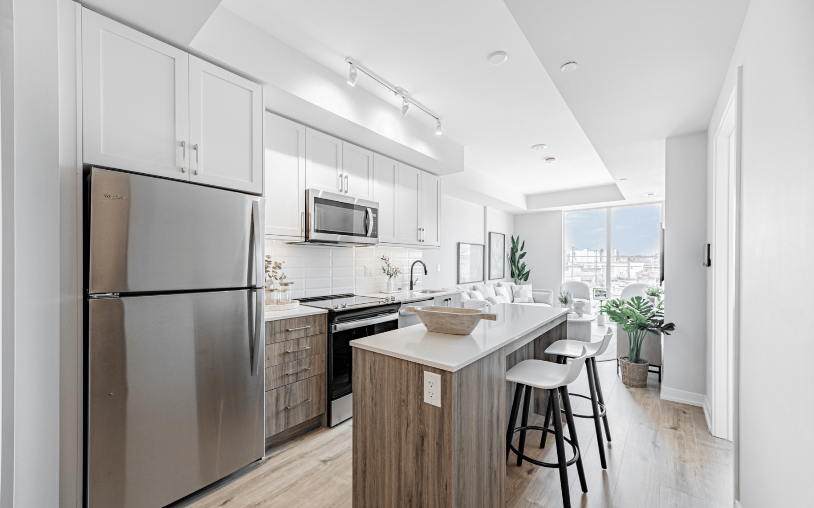 Kitchen living for Suite 212 at Station No. 3