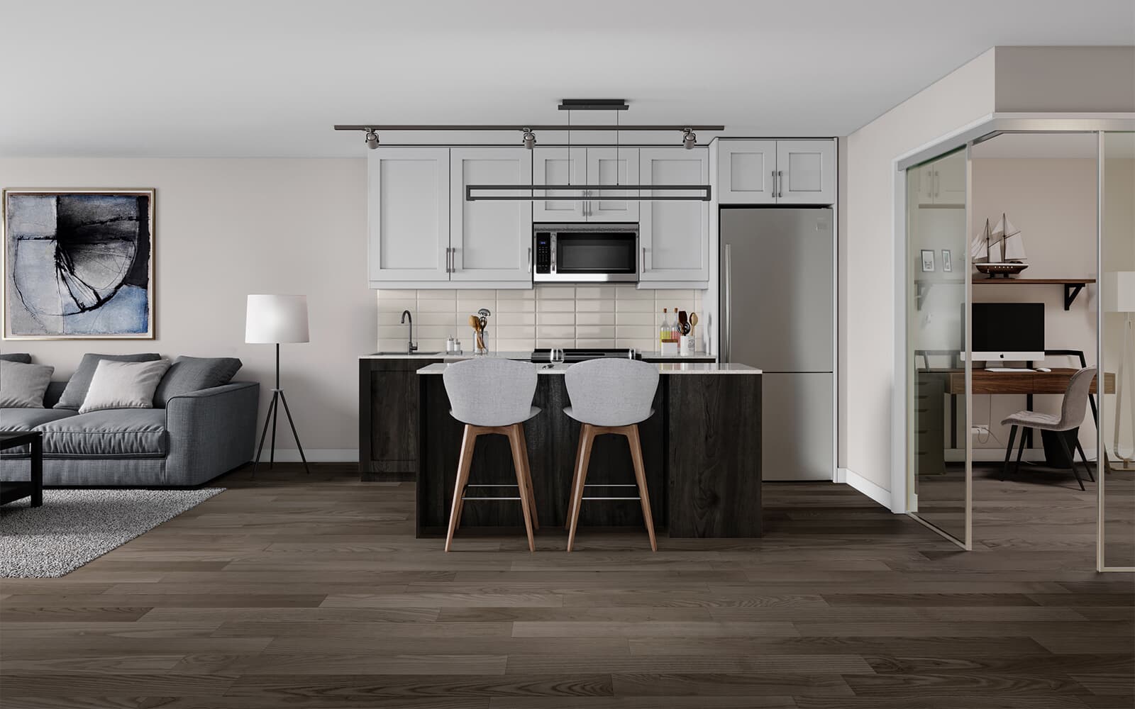 Interior Rendering of the Dundas Suite Design at Station No. 3 in Whitby, Ontario.