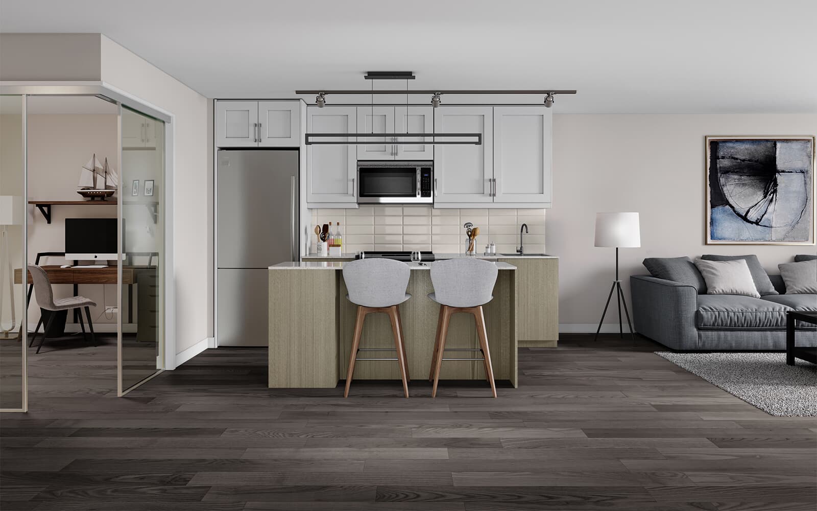 Interior Rendering of the Dundas Suite Design at Station No. 3 in Whitby, Ontario.