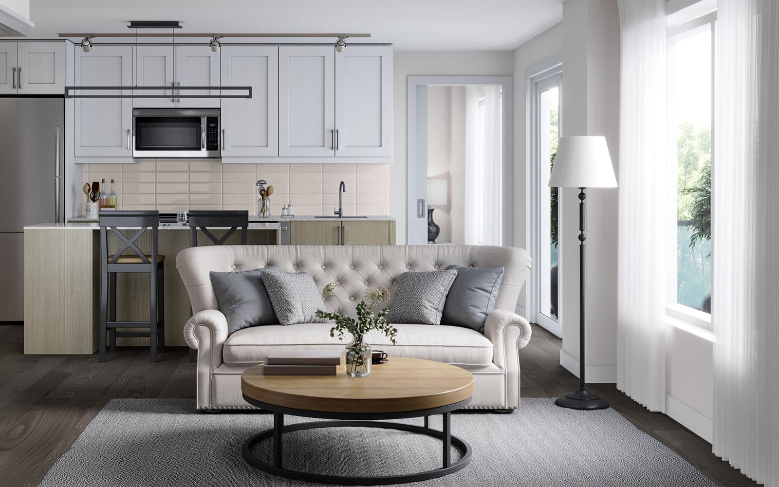 Interior Rendering of the Colborne Suite Design at Station No. 3 in Whitby, Ontario.