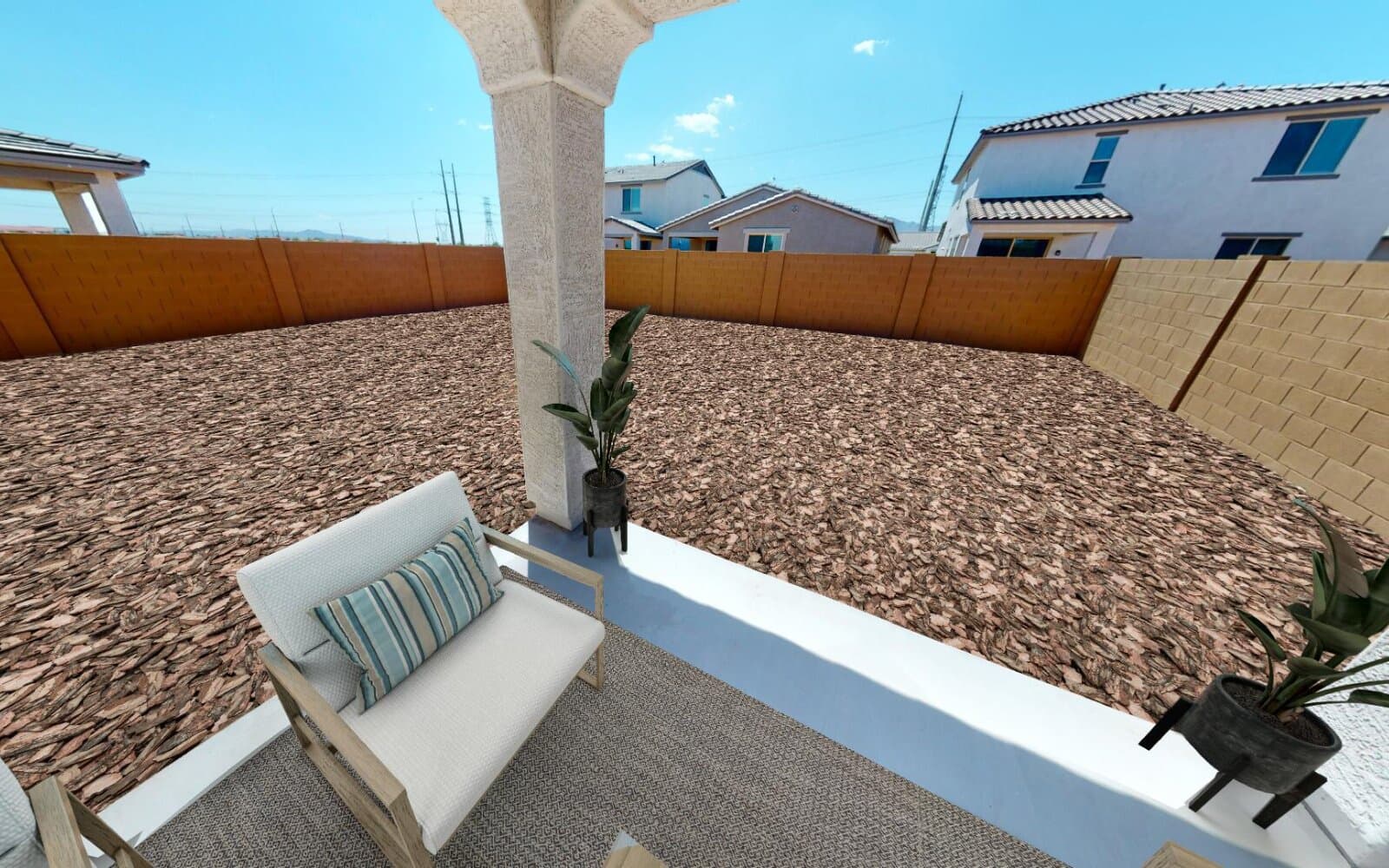 Virtually staged outdoor room at Heritage plan in Highland Ridge