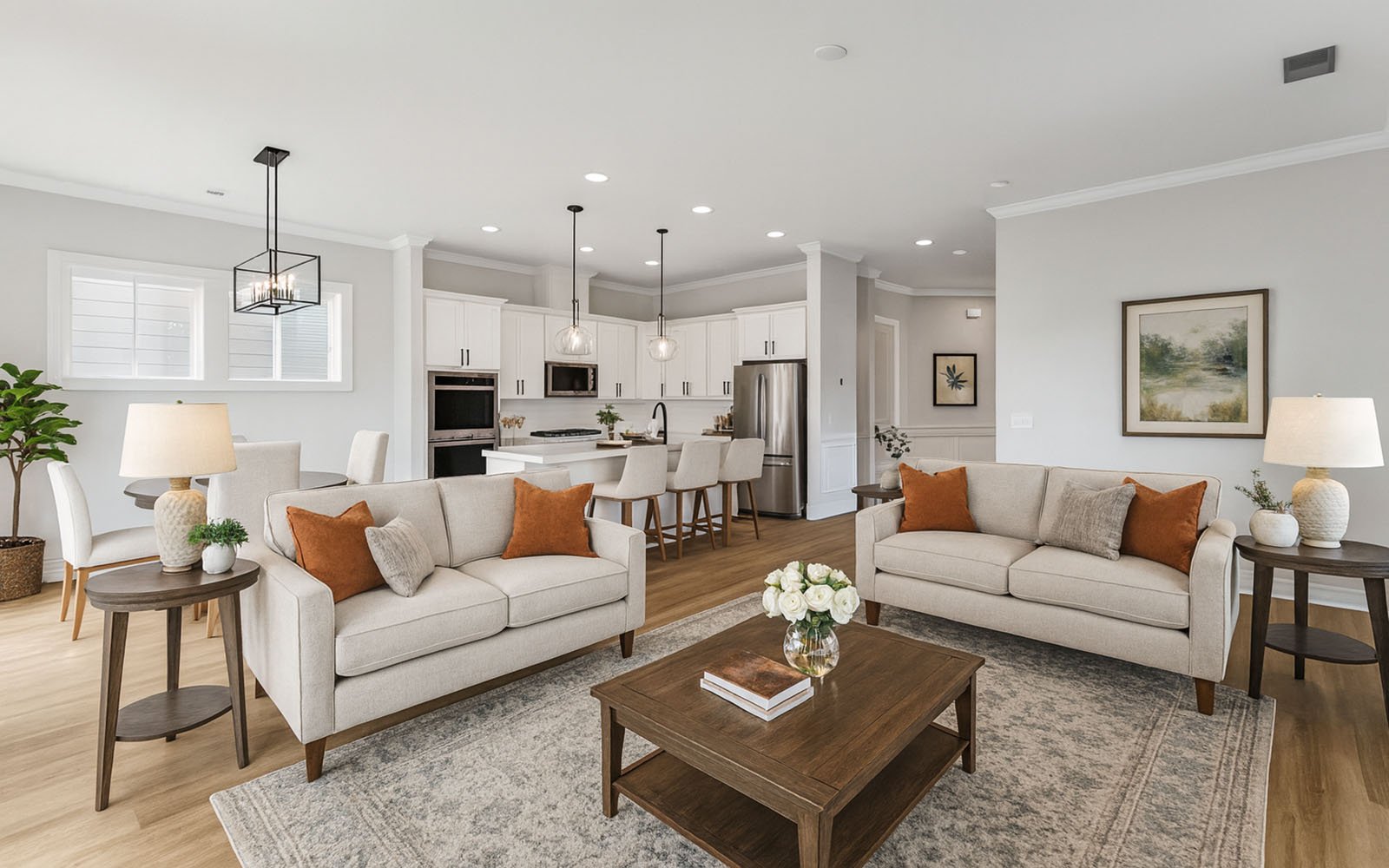 The family room in the Preston single family home by Brookfield Residential at Nexton.