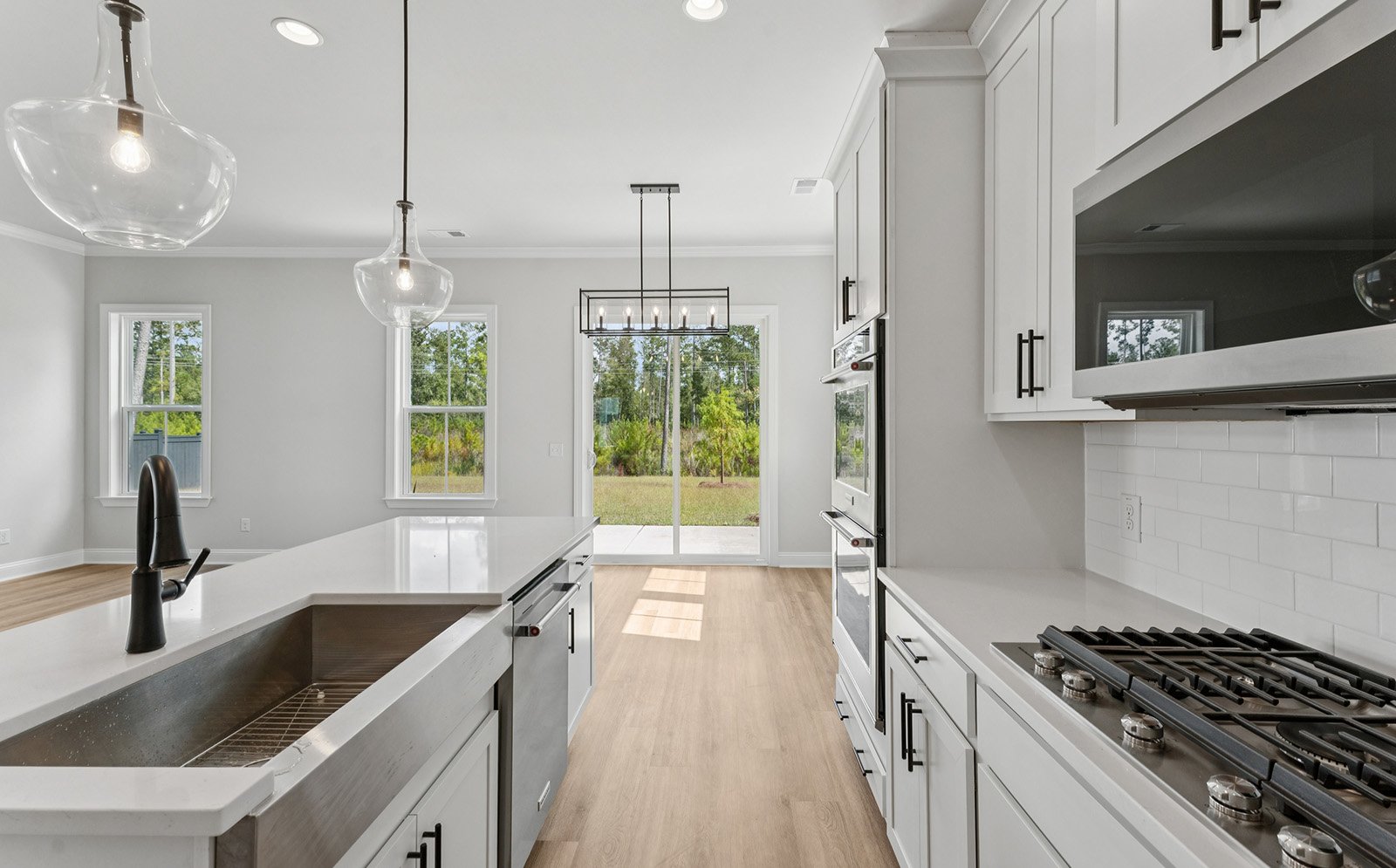The kitchen in the Preston single family home by Brookfield Residential at Nexton.