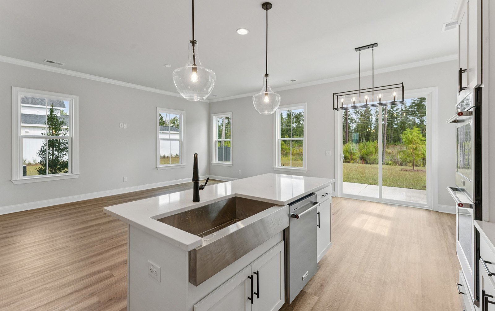 The kitchen in the Preston single family home by Brookfield Residential at Nexton.