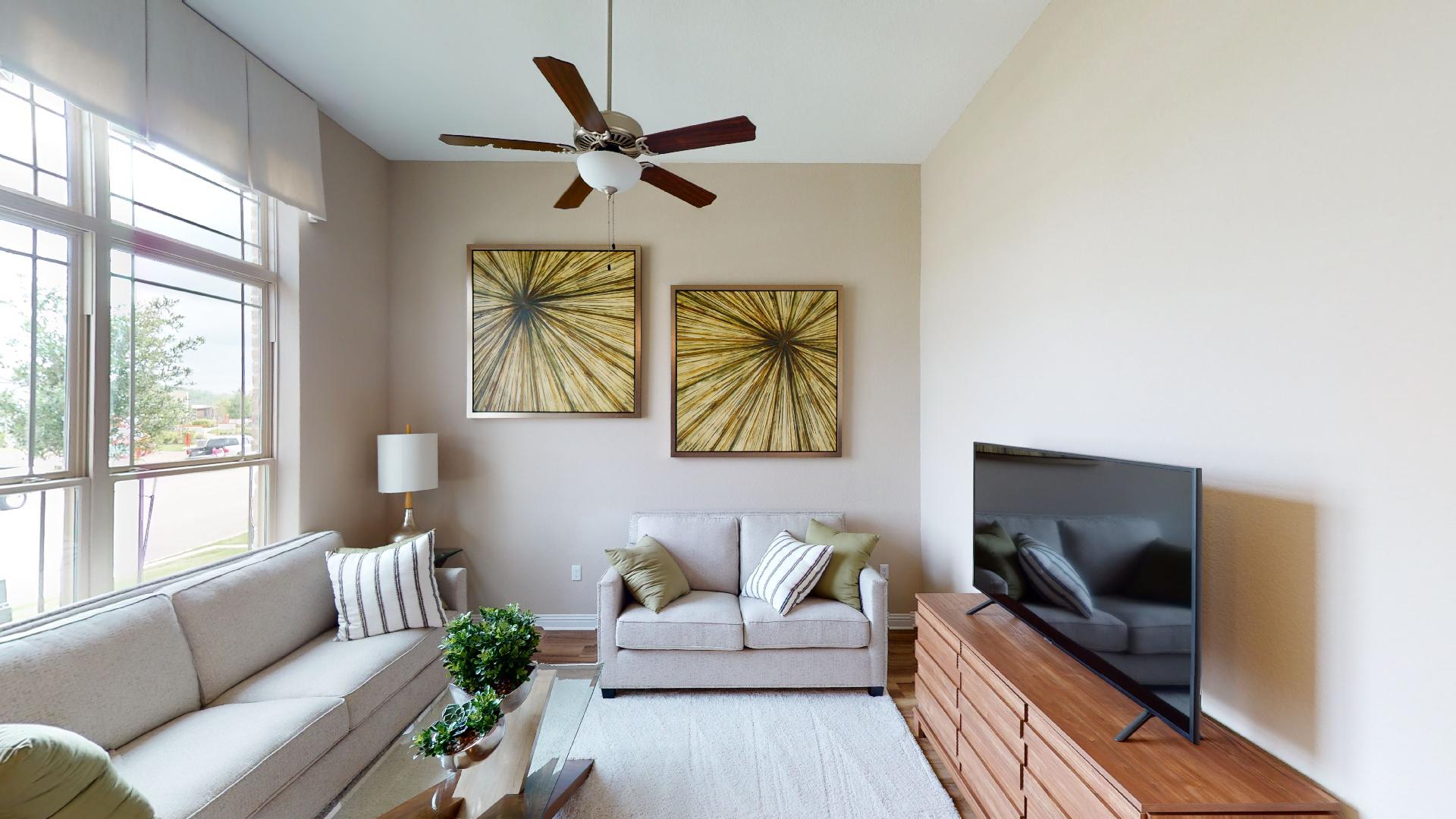 Living room in Berkley at Easton Park by Brookfield Residential in Austin Texas.