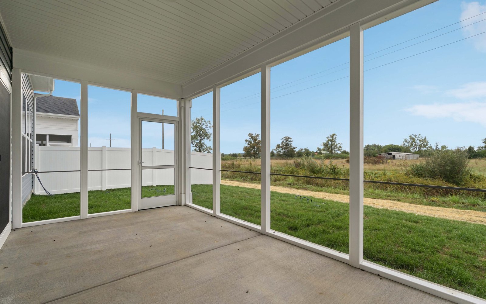 The screened porch of a Fitzgerald garden home at Hiatt Pointe at Snowden Bridge.