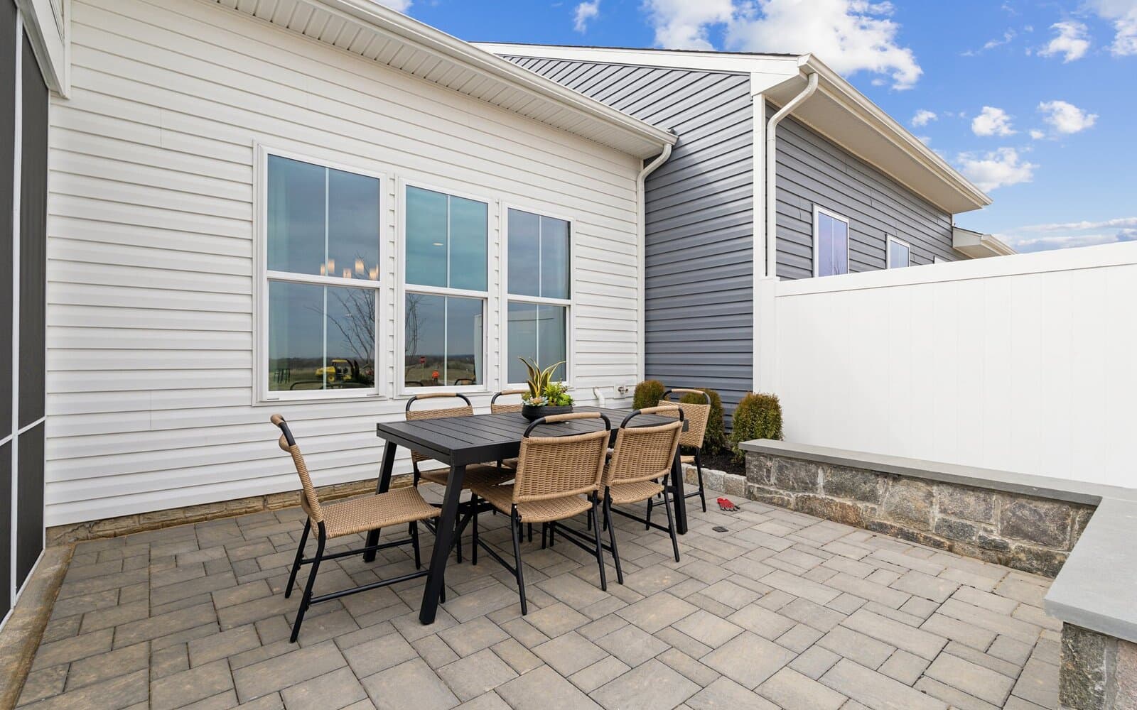 The rear patio of the Hemingway by Brookfield Residential.