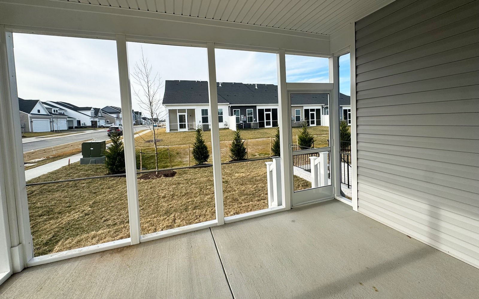 The screened porch of the Rockwell on homesite 1121 at Hiatt Pointe at Snowden Bridge.