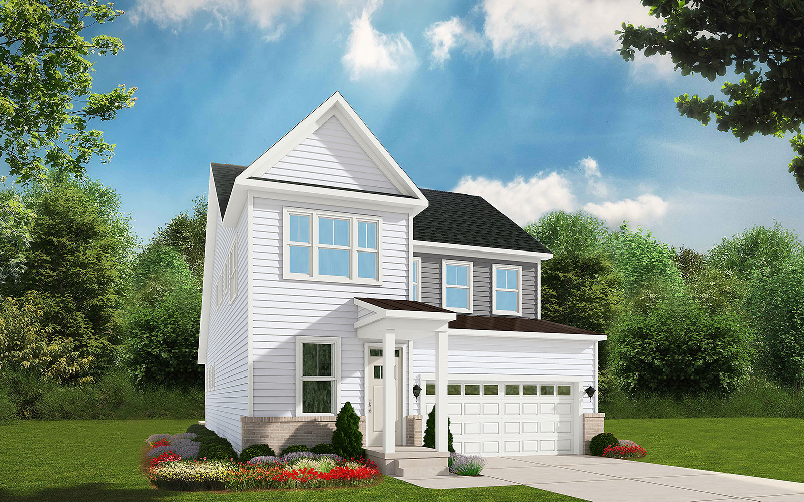 A rendering of elevation 1 of the Denison single family home at Snowden Bridge by Brookfield Residential.