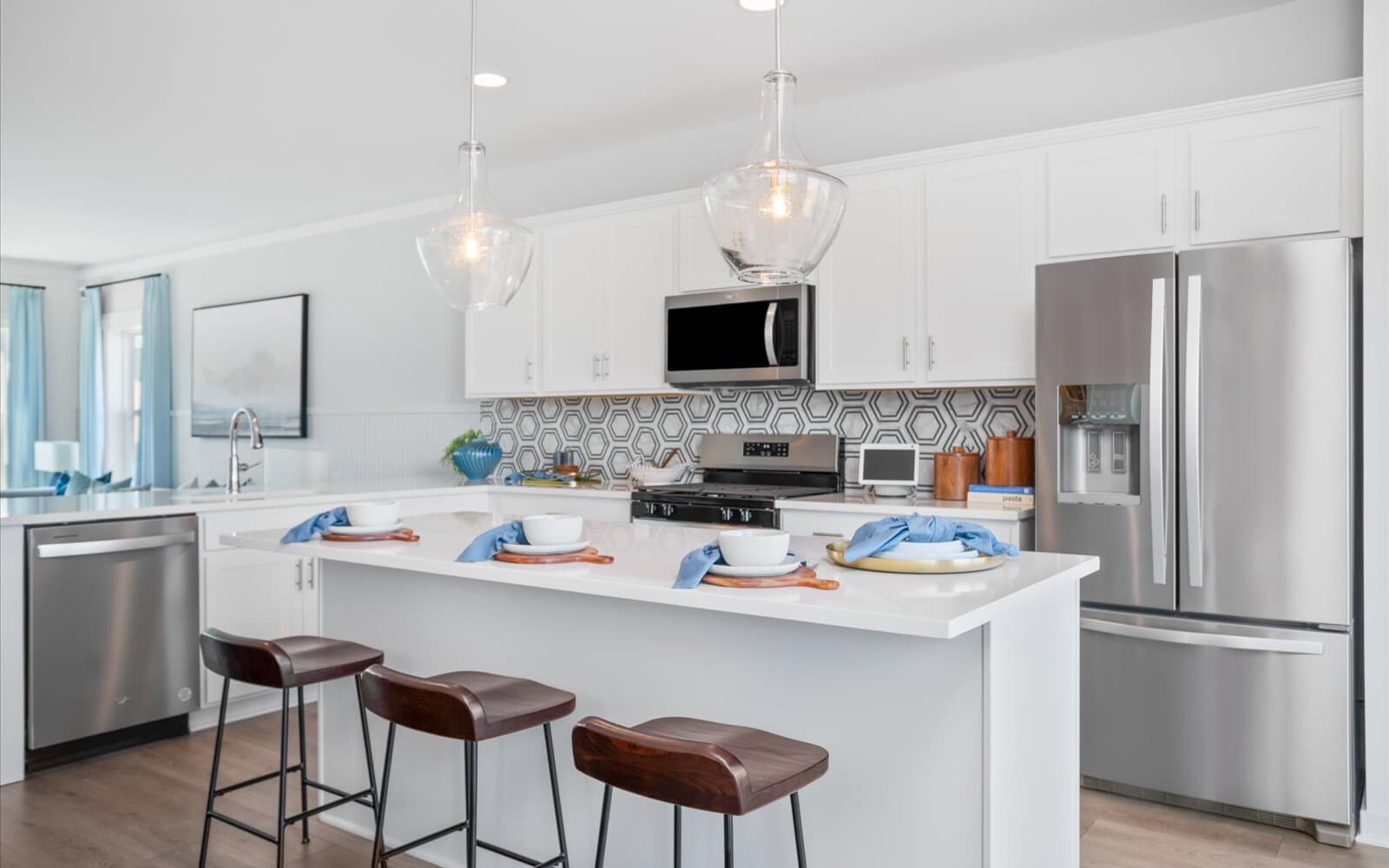 The kitchen of the Skyline Townhome at Snowden Bridge. 