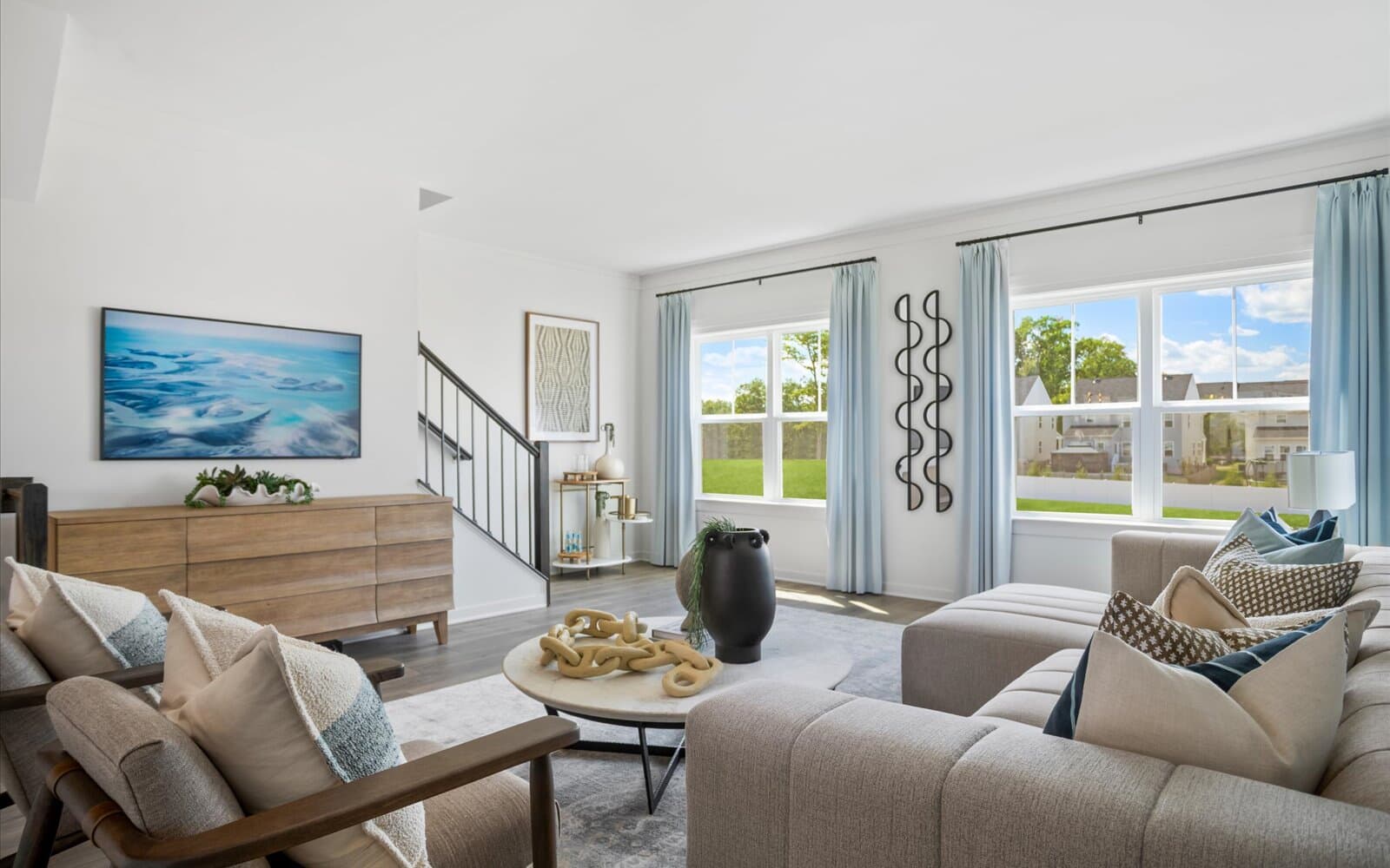 The living room of the Skyline Townhome at Snowden Bridge. 