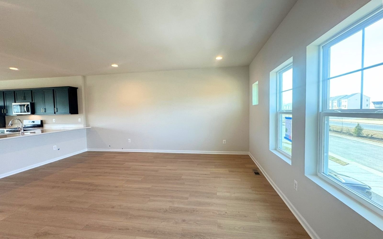 The family room of the Skyline on homesite 2153 at Snowden Bridge.