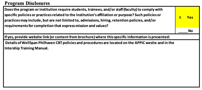 IRC Program Disclosures
