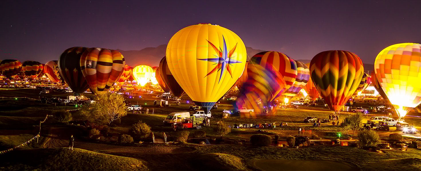 Hot air balloon at night. Photo courtesy of City of Albuquerque