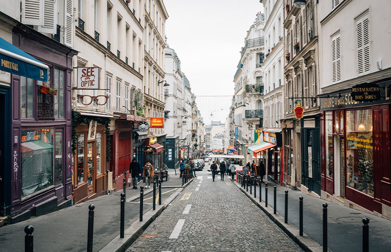 Rue des Martyrs in Montmartre, Paris, France