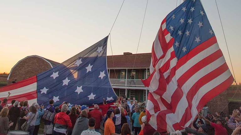 Fort McHenry with the flag