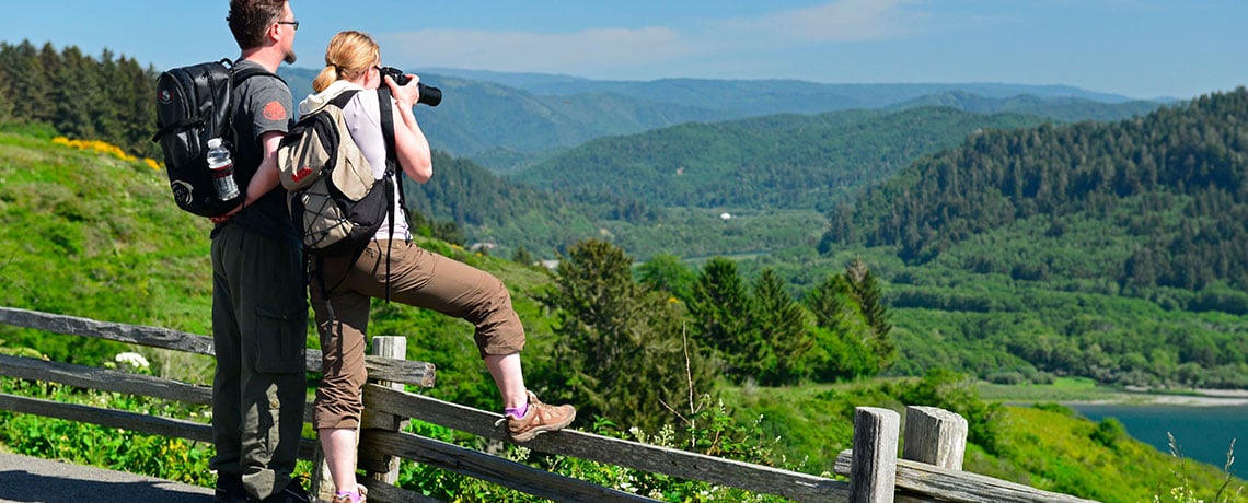 Hikers at overlooks