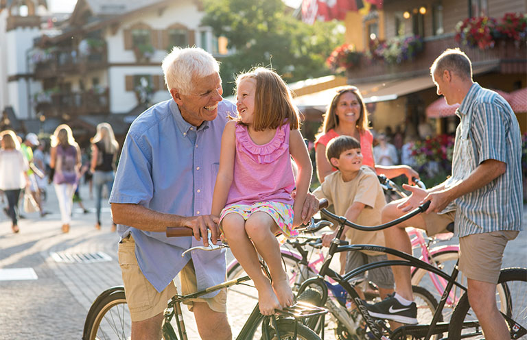 family bike riding in vail