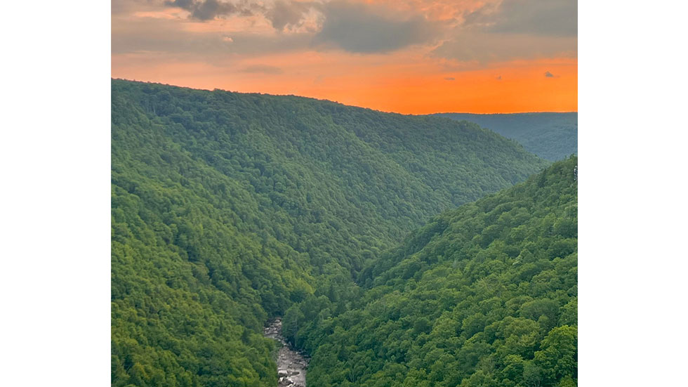 The sunset from Pendleton Point Overlook in Blackwater Falls State Park