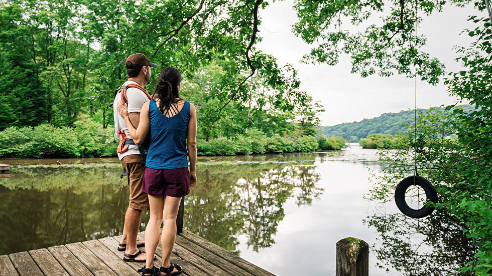 Erica and her husband Loren take in the view from their dock