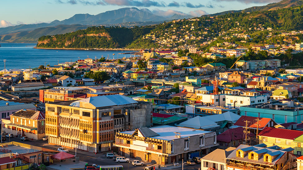 Sunset at the port of Roseau in Dominica, Caribbean. Photo by NANCY PAUWELS/iStock.com