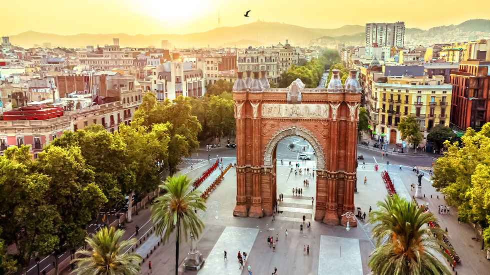 Aerial view of The Arc of the Triumph in Barcelona, Spain. Photo by Aimee Tavares