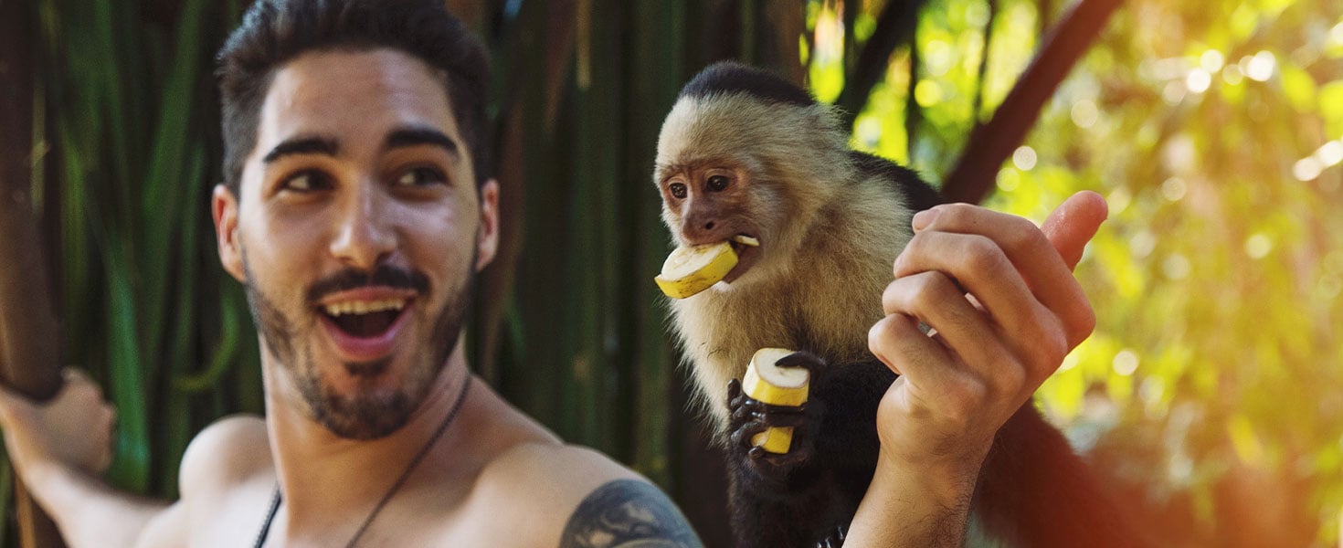 Man with monkey in Costa Rica
