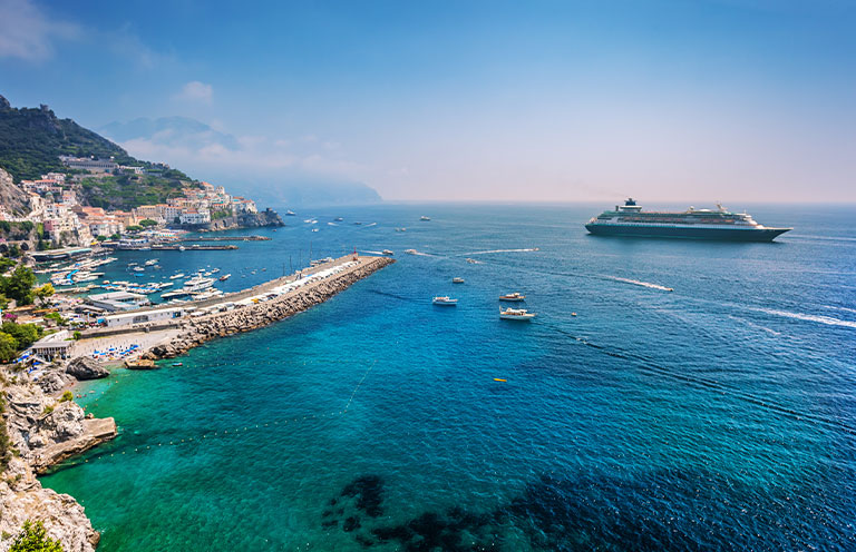cruise ship near coast of italy