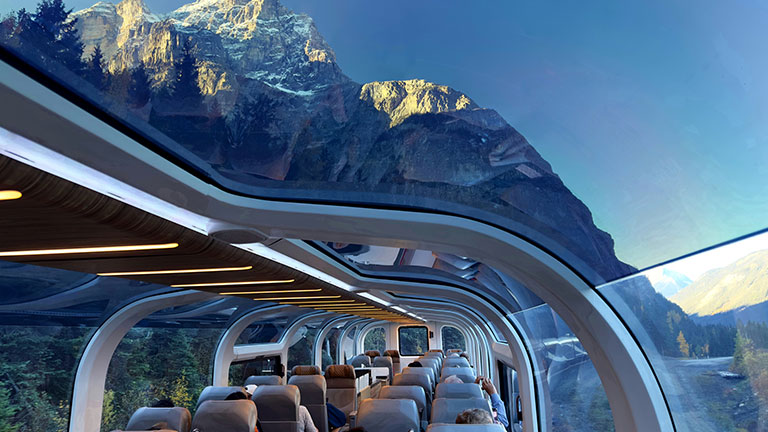 POV: Glass-top train ride through the Canadian Rockies; Credit: Robb Lanum