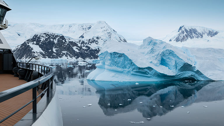 Antarctic Seascape at Neko Harbor with Iceberg and Mountains; Credit: NANCY PAUWELS