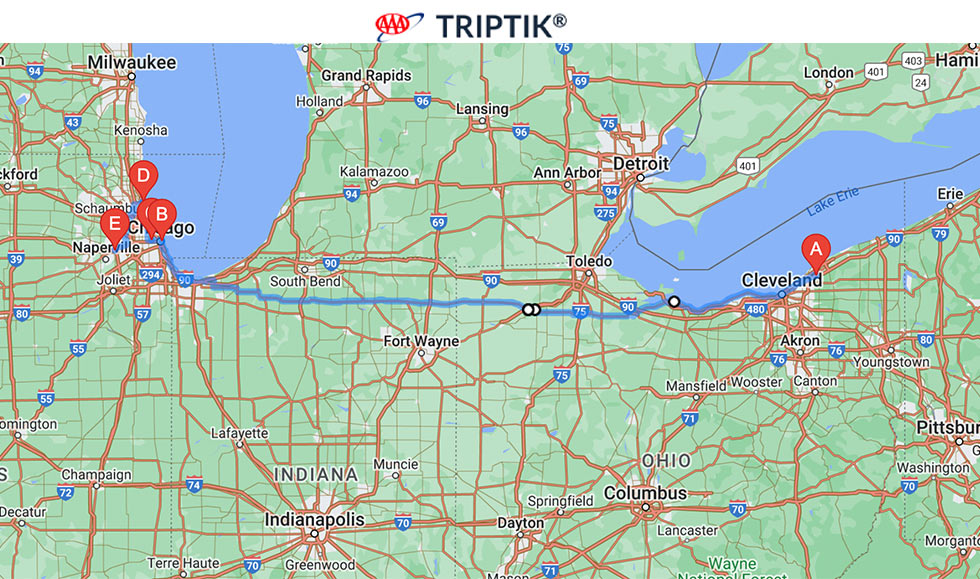 AAA TripTik midwest garden roadtrip map