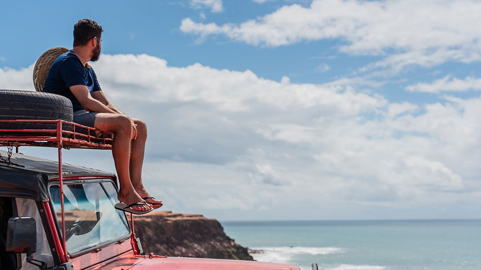 Summertime road trip at the beach