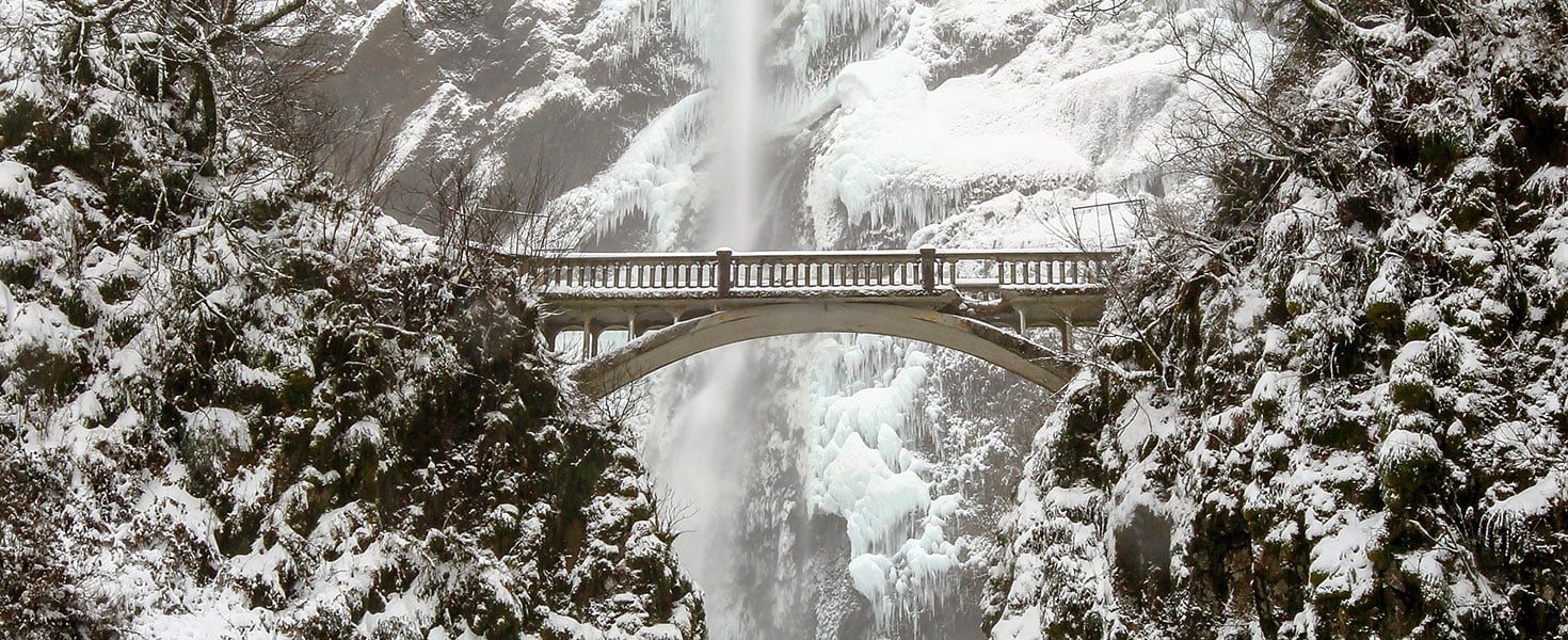 Multnomah Falls in Winter