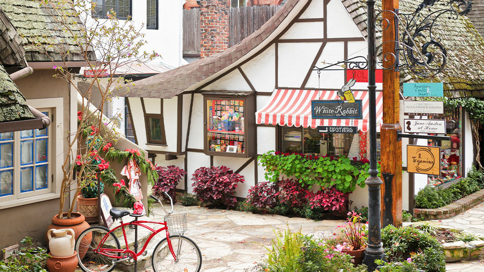 A streetscape in Carmel by the Sea